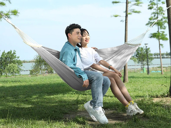 Hamaca de jardín colgante balancín doble fuerte xxl grande cubierta con cuerdas