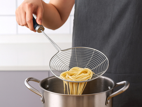 Cedzak spoža sitko chochla fritēšanai pierogiem frytek szumówka kuchenna