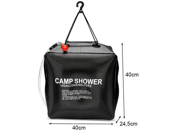 Solar camping shower 40l field tourist shower with hose set