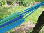 Colour striped garden hammak with single person 200x80 pocket etui