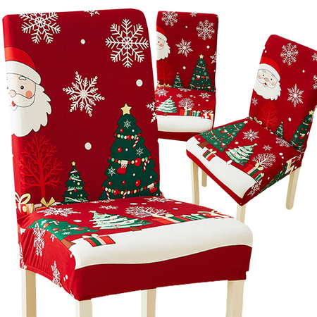Funda navideña para silla decorativa universal Papá Noel con goma elástica