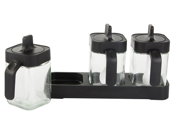 Recipientes de cristal para especias con cuchara juego de 3 piezas