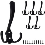 Black wall hooks strong hooks for clothes towels 5 pieces metal