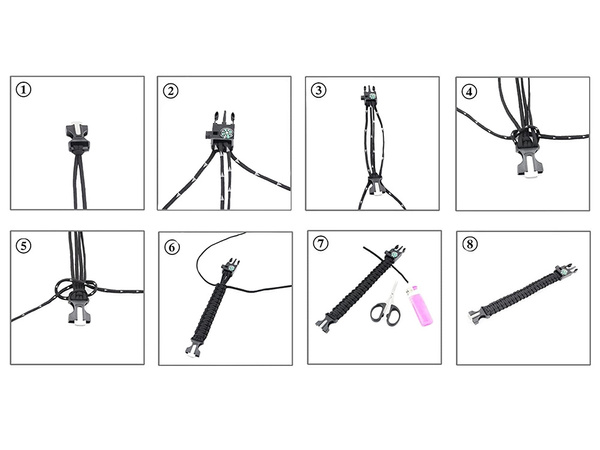 ARMBAND SURVIVAL-ARMBAND 5IN1 KOMPASS FEUERSTEIN SEIL MESSER PARACORD SEIL