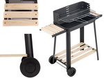 Grătar de grădină mare cărbune bbq grătar reglabil rafturi roți portabile