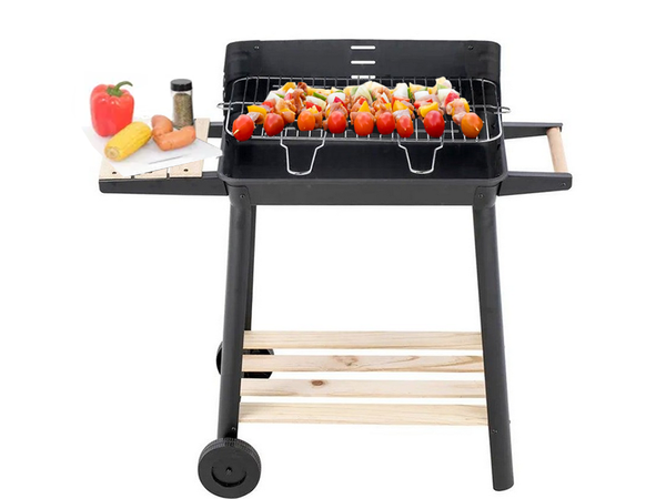 Vrtni žar veliko oglje bbq nastavljiva rešetka police kolesa prenosni