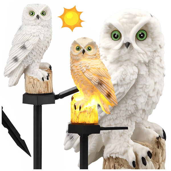 LAMPE SOLAIRE LED HIBOU DE JARDIN GRANDE LAMPE À ENFONCER DÉCORATION DE JARDIN