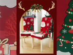 Vianočný poťah na stoličku, dekoratívny, univerzálny, Santa Claus, s gumičkou