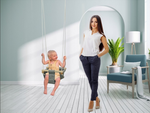 Baby swing wooden bucket swing soft material rocker