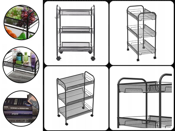 Vannituba riiul köögikapp ratastel metallist riiul kolm taset 3