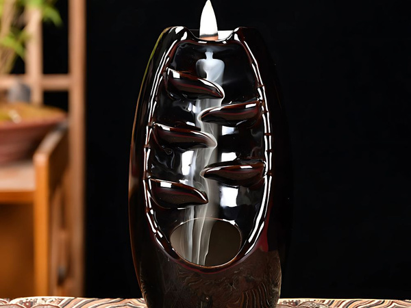 Scented ceramic fireplace waterfall incense aromatherapy + 10 wicks