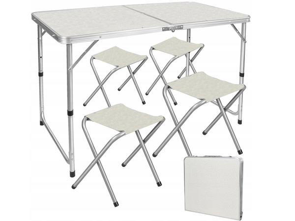 Folding camping table tourist table set with 4 chairs garden table