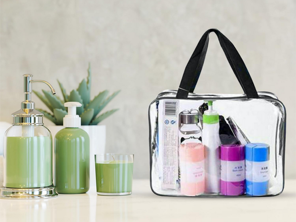 Estuche cosmético transparente 3 en 1 organizador de viaje para avión