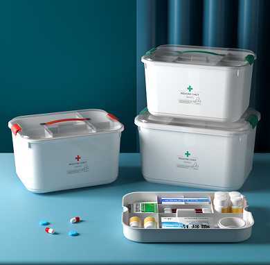 Botiquín doméstico contenedor para medicamentos organizador con inserto y asa con cierre