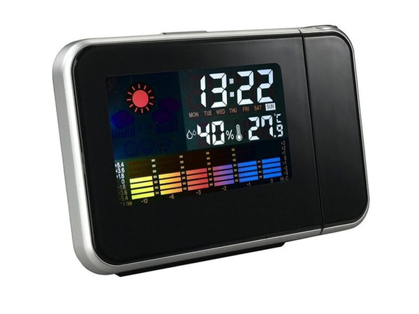 Orų stoties laikrodis su projektoriumi, higrometru, data