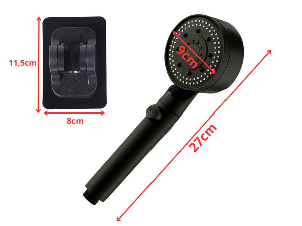 Dušas komplekts 5 funkcijas šļūtene 150 cm augstspiediena rokturis