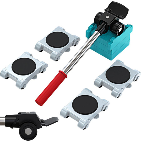 Kit de elevación para transporte de muebles palanca y ruedas 4 piezas + arandelas