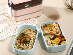 Śniadaniówka z przegródkami piętrowy pojemnik xxl sztućce lunchbox 1400ml