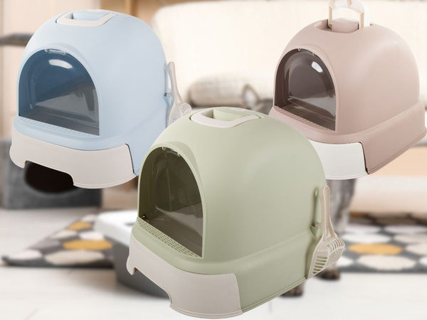 Лоток для кошачьего туалета большой закрытый для совочка для мусора прочный выдвижной