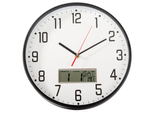 Reloj de pared grande silencioso 30cm redondo puntero fecha temperatura madera