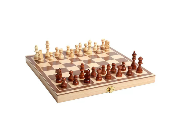Juego de ajedrez damas triktrak grande de madera 3en1