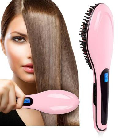 Lcd electric hair straightening brush