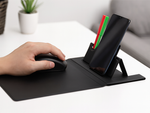 Mouse pad wireless inductive charger for mobile phones organiser
