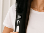Electric ionic hair straightening brush with led temperature control