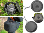 Komplet kuhinjske posode za kampiranje kemping kettle frying pan 18in1
