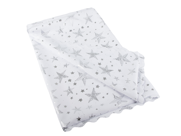 karácsonyi terítő karácsonyi fehér csillagok hópelyhek 140x220cm