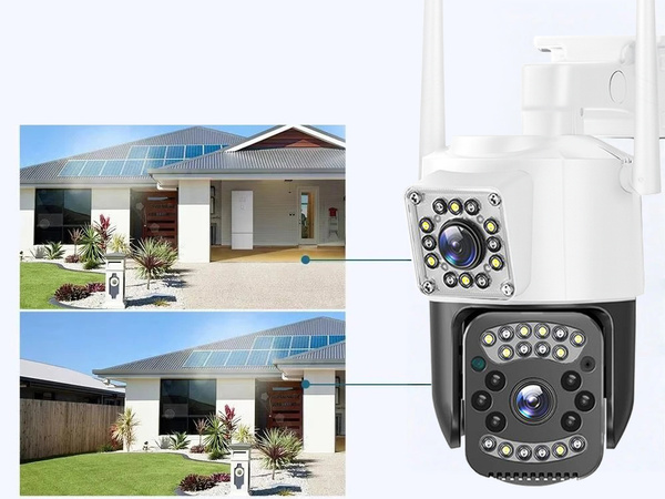 Camera with two lenses, outdoor rotating Wi-Fi, motion detector, IP
