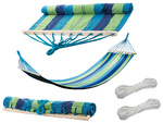 Garden hammock reinforced striped coloured wood rocker swing 200 x 80