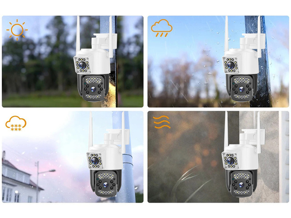 Camera with two lenses, outdoor rotating Wi-Fi, motion detector, IP