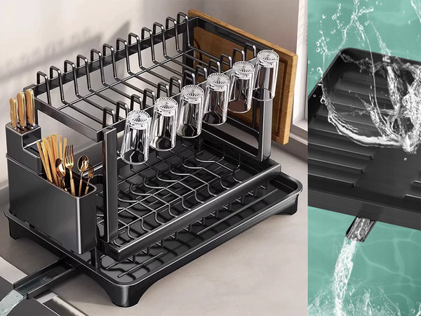 Lavavajillas secador platos cubiertos vasos escurridor de dos niveles con bandeja