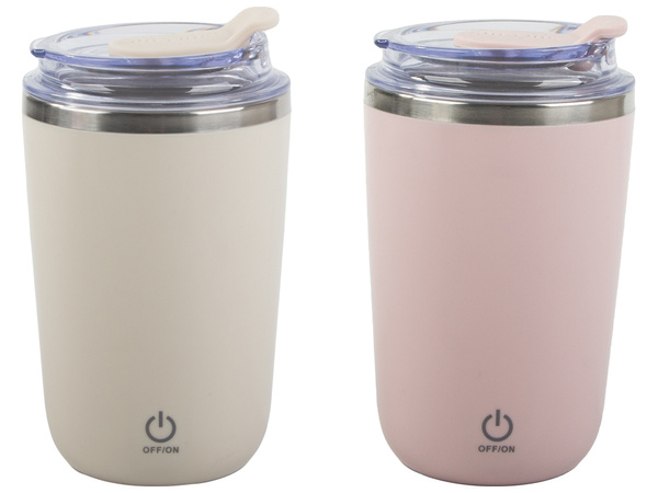 Kubek samomieszający 350ml stalowy termos na zimne i gorące smycz usb