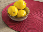 Round plate placemat kitchen plaid table mat burgundy