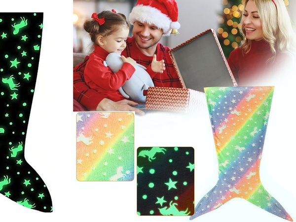 Mermaid tail blanket blanket sleeping bag warm luminous for girls soft horse