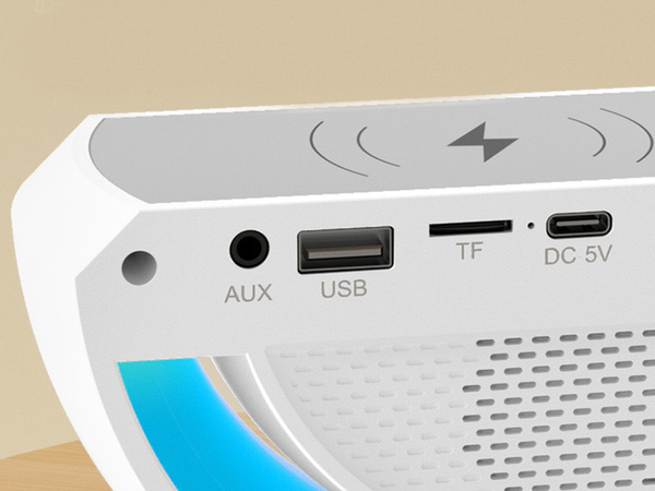 Lampka led rgb gamingowa ładowarka indukcyjna głośnik budzik radio zegar