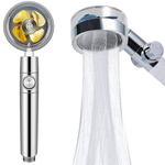 Shower handset with turbine filter replacement fan shower