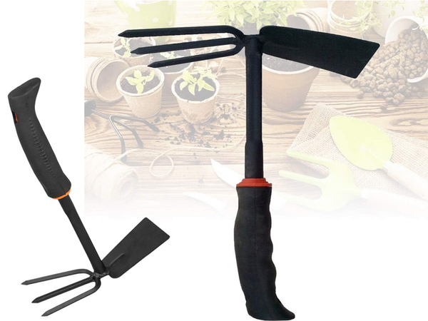 Azada de jardín pala de dos caras rastrillo de garras excavadora manual para plantas