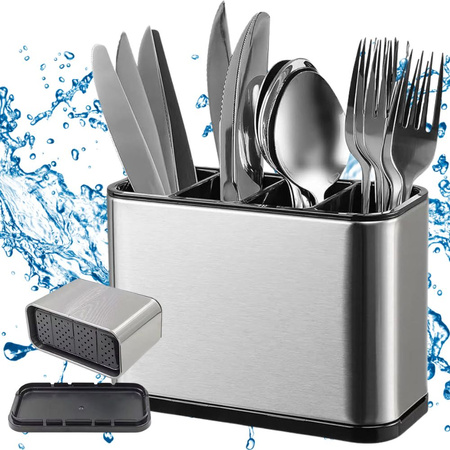 Cubertero acero inoxidable organizador cocina 4 compartimentos bandeja