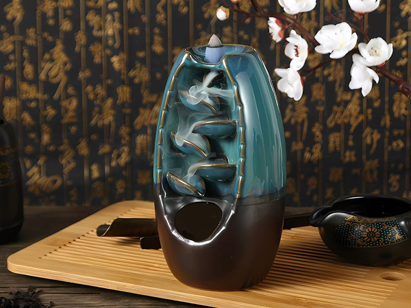 Chimenea de cerámica perfumada cascada incienso aromaterapia + 10 mechas