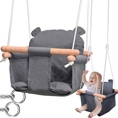 Baby swing wooden bucket swing soft material rocker