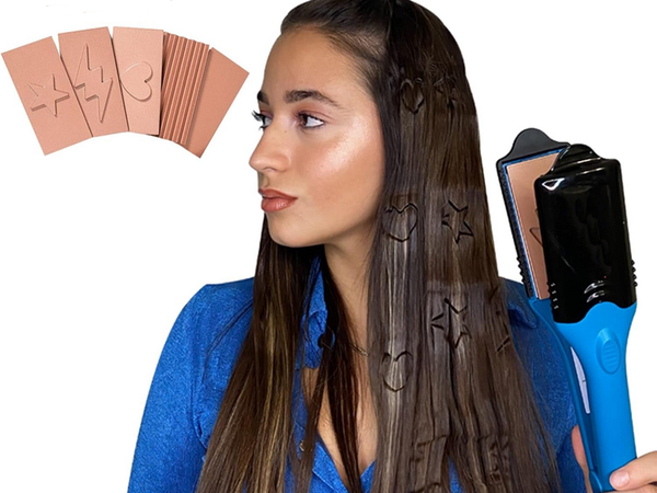 Plancha de pelo patrones de ondas control de temperatura placas intercambiables