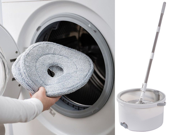 Rotačný mop 360 spin vedro sada 2x podložky z mikrovlákna