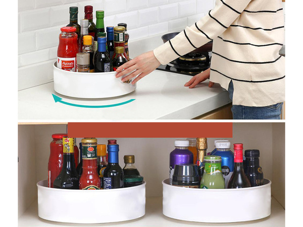 Rotating kitchen organiser spice bowl
