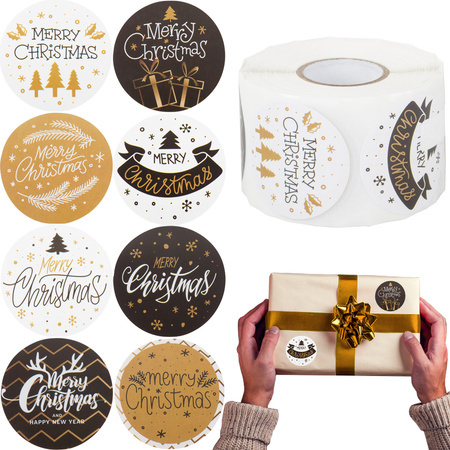 Kalėdiniai dekoratyviniai lipdukai ant 500 vnt. Ritinio "merry christmas