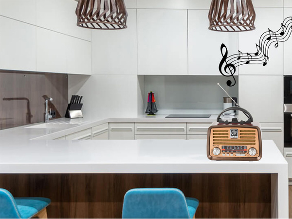 Retro kitchen mobile radio fm am bluetooth usb rechargeable antenna