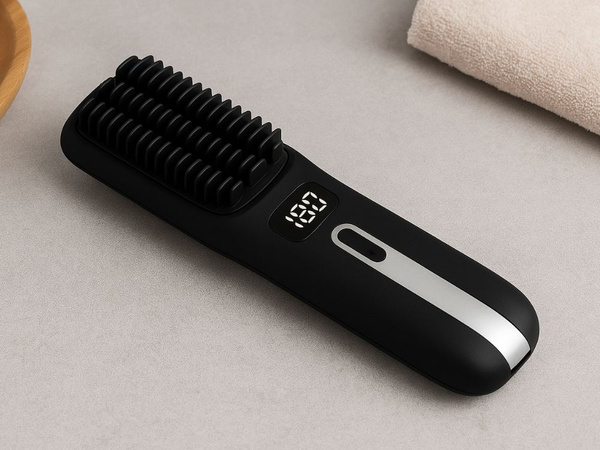Electric ionic hair straightening brush with led temperature control