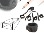 CĂTUȘE BDSM PAT HARNAȘAMENT SET PENTRU CUPLURI CURELE REGLABILE NEGRU